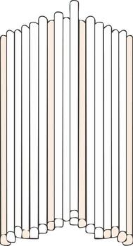 Abstract graphic design featuring vertical rounded elements forming an ascending and descending curve vector