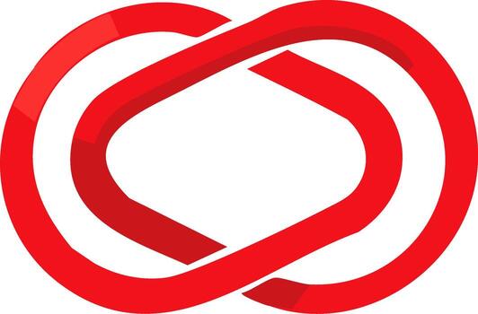 Abstract 3D red interlocking rings forming an endless loop symbol for unity and connection vector
