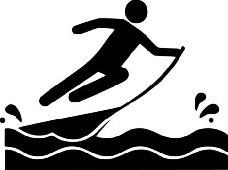 Dynamic watersport icon featuring a person on a board creating a splash on waves vector