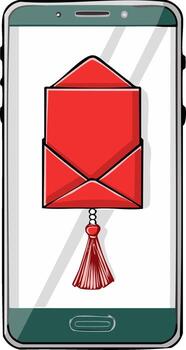 Digital Envelope Illustration on Smartphone Screen with Tassel Element vector