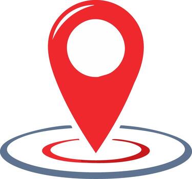 Red location pin icon with concentric circles indicating proximity or focus, digital graphic vector