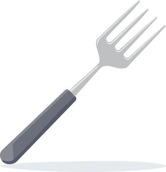 Isolated Metal Fork with Gray Handle, Clean Eating Utensil for Dining, Silverware vector