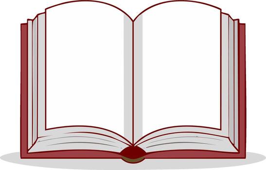 Open Red Hardcover Book with Blank Pages for Writing and Reading vector