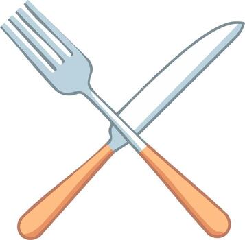 Crossed Fork and Knife Silverware Table Setting Illustration vector