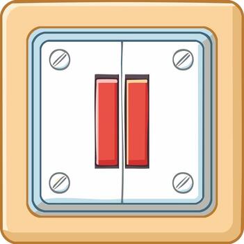 Vivid Cartoon Pause Button Icon Featuring Two Red Bars on a Square Media Player Control Panel vector