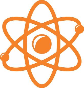 Orange Atom Model Structure Representing Molecular Particles and Atomic Theory vector