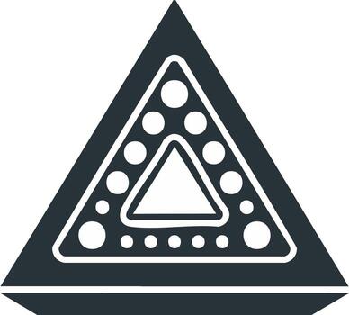 Stylized billiard triangle rack with multiple balls abstract geometric graphic design element vector