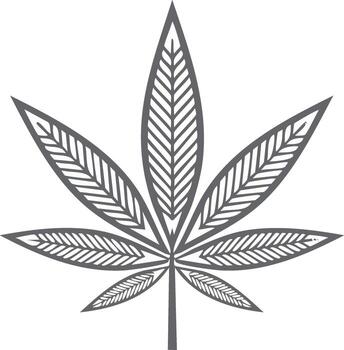 Stylized Outline of a Cannabis Leaf with Intricate Pattern vector