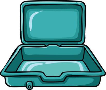 Open Turquoise Empty Plastic Box Container Isolated on White Storage Packing vector