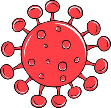 Stylized Red Coronavirus Particle with Spikes and Circles vector