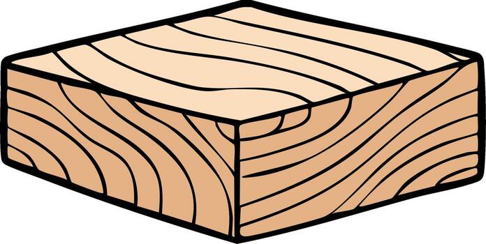 Wooden Block with Grain Patterns Isometric Wood Texture Design vector