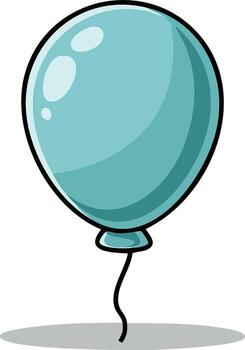 Teal balloon with reflection in cartoon style isolated on a plain background vector