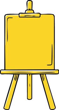 Yellow cartoon art easel with a blank canvas for presentation or creative projects vector