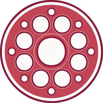 Red and White Concentric Circles Graphic Design with Varied Round Holes vector