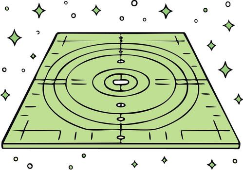 Magical Green Game Platform with Concentric Circles and Shimmering Stars vector