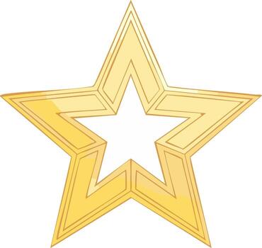Golden Star Emblem with Sharp Edges and Inner Outline vector