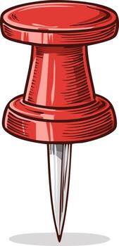 Red Pushpin with Sharp Metal Point and Shadow vector