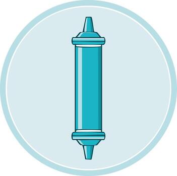 Stylized Teal Crayon Icon with Pointed Tip and White Band Detail Centered in Circle vector