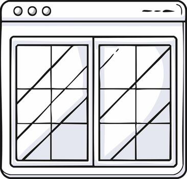 Hand drawn sketch of a browser window application user interface for web design or online content vector
