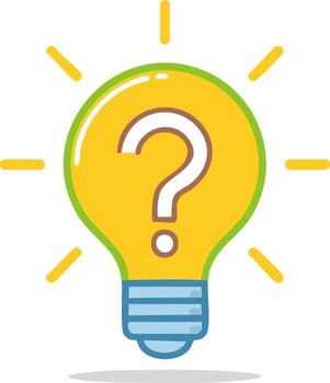 Question mark inside an illuminated lightbulb, concept of ideas and creativity vector