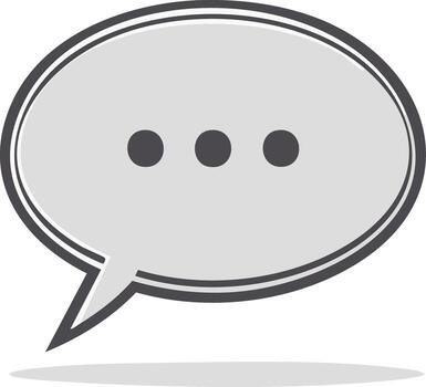 Monochrome speech bubble icon with ellipsis symbol for chat and communication vector