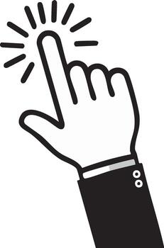 Hand Clicking Illustration Icon with Suit Sleeve for Computer Interface Website Design vector