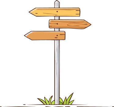 Rustic wooden directional signpost with multiple arrows pointing in different directions illustration vector