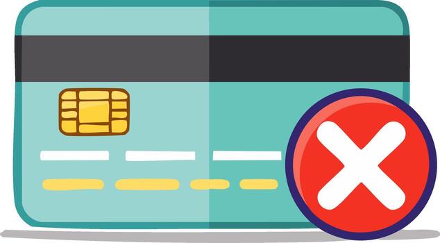 Credit Card Declined with Red X Icon Payment Rejection Notification vector