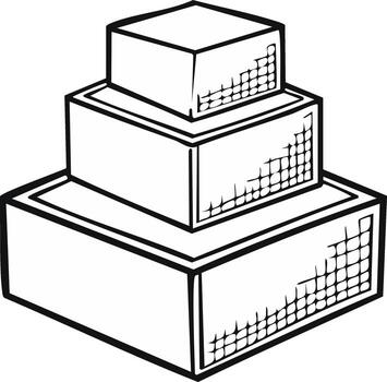 ilustración de un niveles, geométrico diseño con bloquear formas, contorno estilo vector