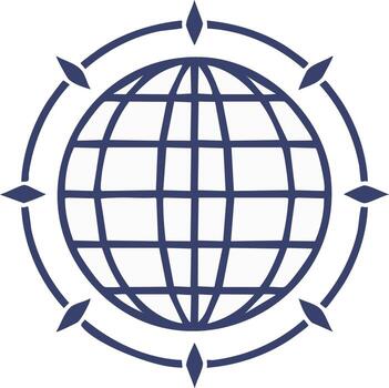 circular globo con diamante Brújula puntos navegando el mundo icono vector