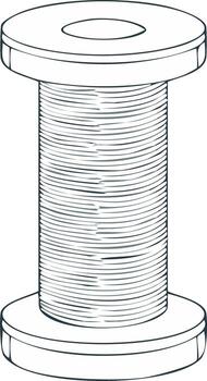 Spool Illustration for Crafts and Sewing, Threads Wound Around Bobbin with Round Disk, Detailed Hand Drawn Bobbins, Tailoring Tools vector