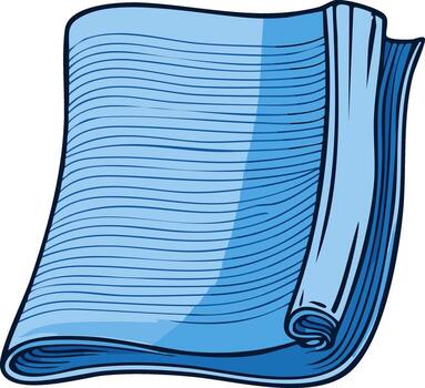 Blue Material Textile Folded with Lines, Abstract Cloth Fabric in Layers and Rolled Design, Illustration vector