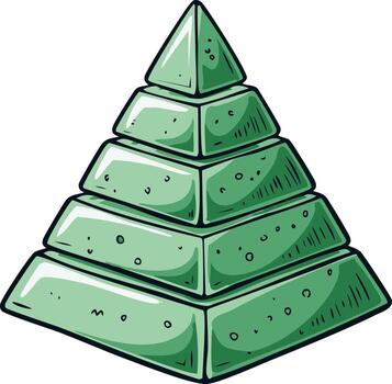 Stylized Green Pyramid Structure with Textured Blocks and Outline vector