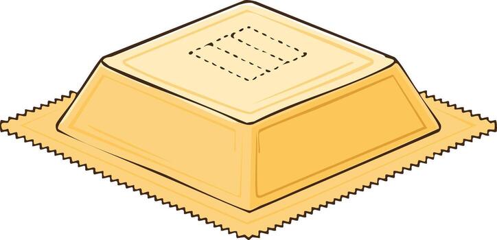 Isometric Soap with Dotted Lines and Wavy Edges on Packaging in Yellow Color vector