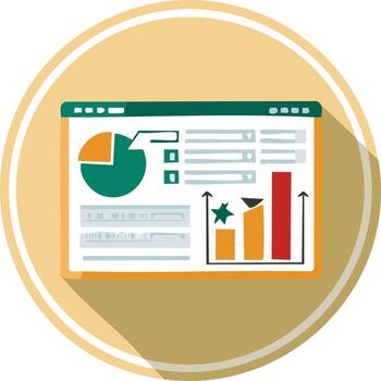 Financial data dashboard with charts and graphs on screen vector