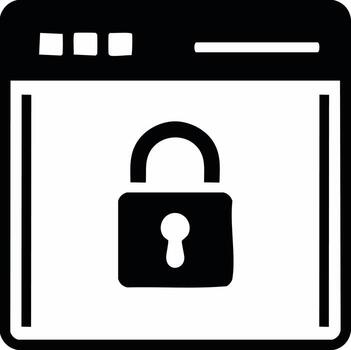 Secure Website Concept, Digital Padlock Icon in Browser Window, Data Protection vector