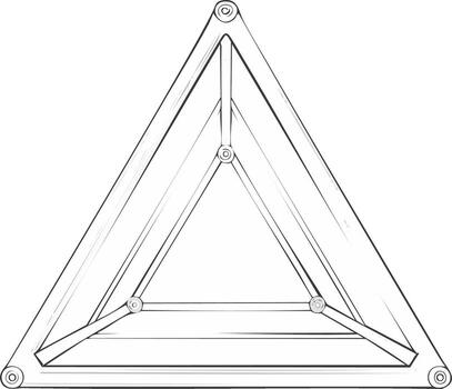 Elaborate Three-Dimensional Triangular Framework, Engineering Structure with Intricate Joints and Angular Geometrical Design, Technical Illustration vector