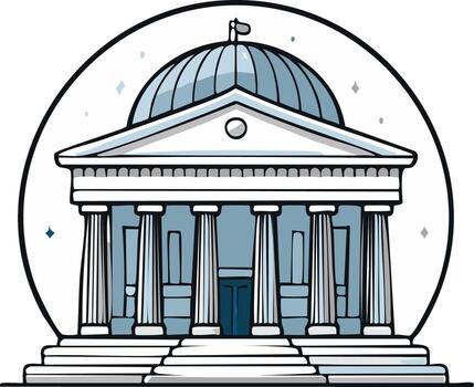 Illustration of a classic building with columns and a dome vector