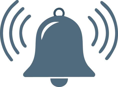 sencillo gris campana icono con sonido olas para notificación y alerta símbolo vector