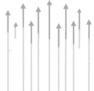 A group of gray arrows pointing upwards, symbolizing growth, progress, and success vector