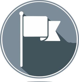 Modern blank flag icon in a circular grey button with long shadow vector