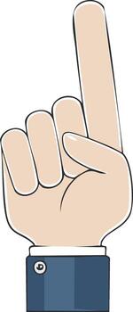 Stylized Hand Pointing Upwards with Index Finger Showing Direction or Number One Concept vector