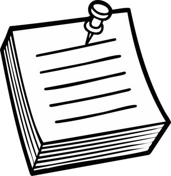 Stack of Blank Papers Line Art Pinned Notice Reminder Message Blank Sheets Simple Design Memo Template vector