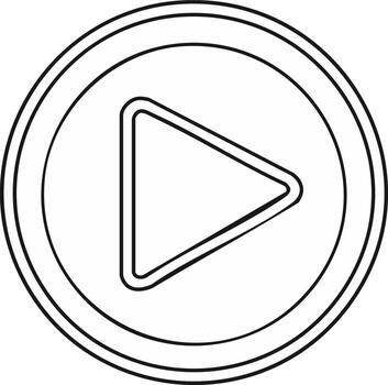 Minimalist outline of a or audio play button symbol for digital interface and multimedia functions vector