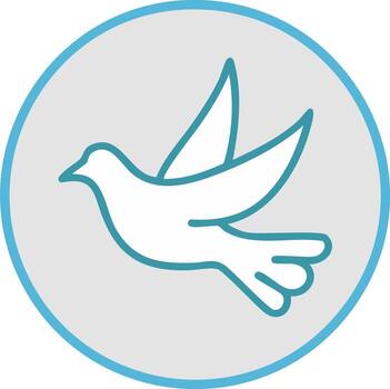 Dove in flight encircled within a bordered circle, an illustration, simple line art symbolizing peace and hope vector