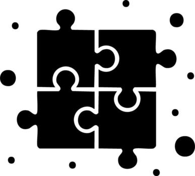 Four Interlocking Puzzle Pieces Form a Square Shape Symbolizing Unity and Solution vector