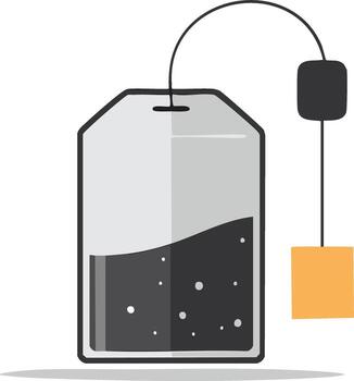 Graphic of a Tea Bag with String and Tag Ready to be Stepped for a Warm Beverage vector