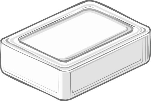 monocromo ilustración de un rectangular comida almacenamiento envase o eliminar caja con un sellado tapa vector