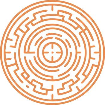 Orange Circular Maze Puzzle Game Challenge Design Concept vector