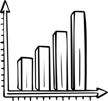 Hand-drawn growth chart with bar graph elements, conceptual illustration of success and progress vector